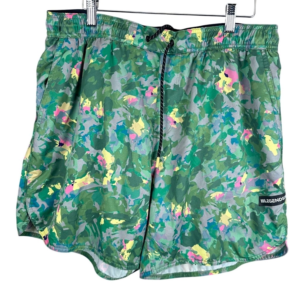 Legends Luka Athletic Shorts Mens XL Green Pink Camo 7 Inch Inseam Training Gym